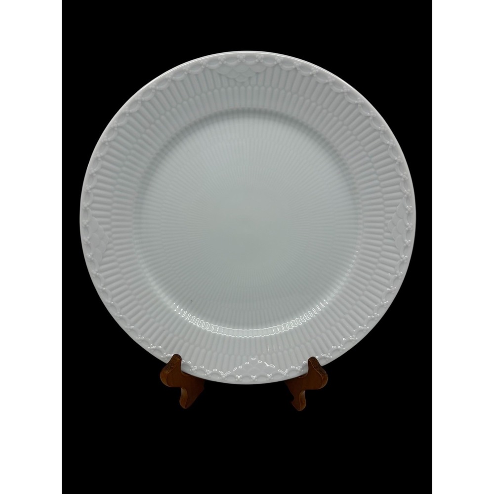 Royal Copenhagen White Half Lace Large Dinner Plate Danish Fluted Porcelain